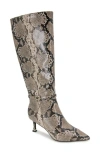 Kenneth Cole Utah Pointed Toe Knee High Boot In Taupe Snake