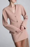 Kenneth Cole Luxe Twill Rounded Shoulder Jacket In Pink