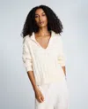 Kenneth Cole V-neck Wide Rib Polo Sweater In Neutral