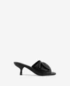 Kenneth Cole Valentina Leather Kitten Heel Slide Sandal In Black Leather