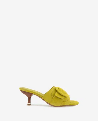 KENNETH COLE VALENTINA SUEDE KITTEN HEEL SLIDE SANDAL