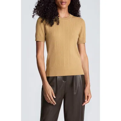 Kenneth Cole Variegated Rib Crewneck Sweater In Brown
