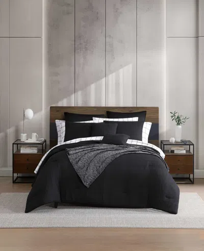 Kenneth Cole Variegated Waffle Comforter Set In Black