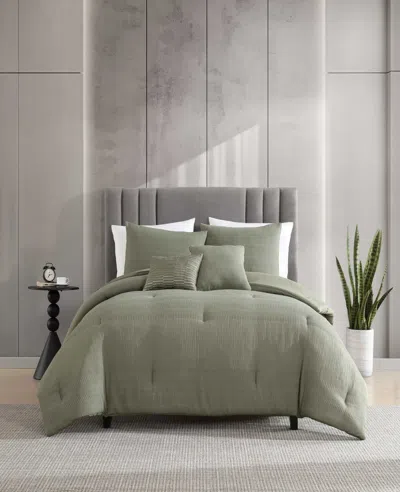 Kenneth Cole Variegated Waffle Comforter Set In Green