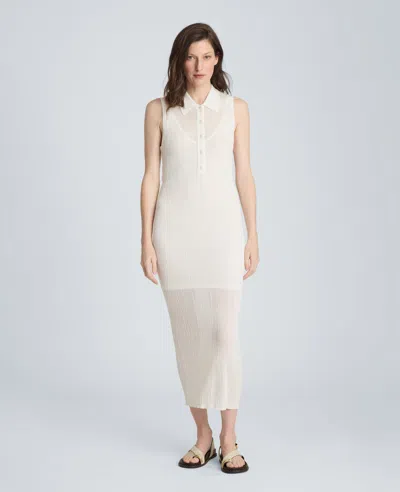 Kenneth Cole Varigated Polo Cap Sleeve Sweater Dress In Neutral