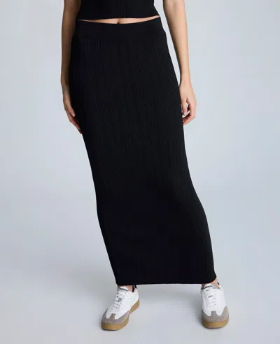 Kenneth Cole Varigated Rib Knit Skirt In Black