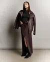 Kenneth Cole Vegan Leather Oversized Raw Edge Moto Jacket In Medium Bark