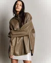 Kenneth Cole Vegan Leather Oversized Shacket In Wheatgrass