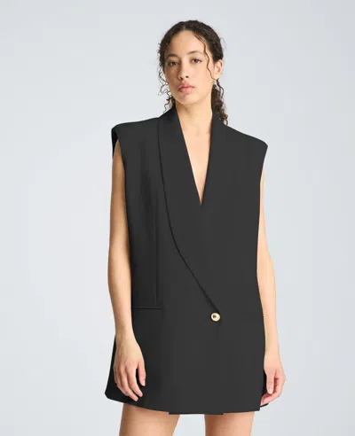 Kenneth Cole Vest Mini Dress With Shawl Collar In Black