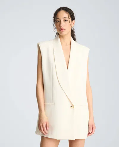 Kenneth Cole Vest Mini Dress With Shawl Collar In Neutral