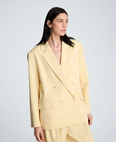 Kenneth Cole Vision Twill Double Breasted Boyfriend Jacket In Yellow