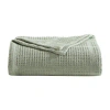 Kenneth Cole Waffle Grid Solid Cotton Blanket In Green