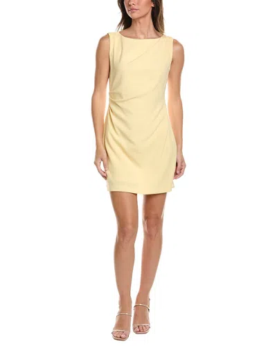 Kenneth Cole Waist And Shoulder Tucked Short Dress In Yellow