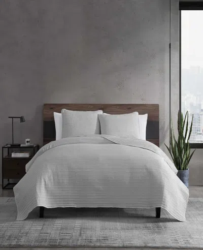 Kenneth Cole Washed Channel Quilt Set In Grey