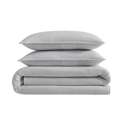 Kenneth Cole Washed Channel Solid Grey Quilt Set In Gray