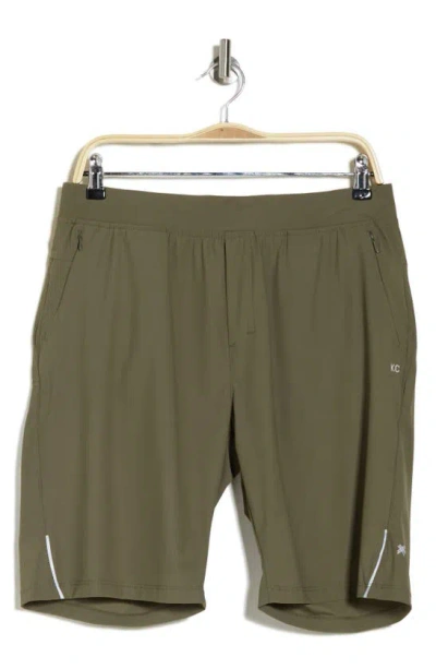 Kenneth Cole Water Repellent Active Stretch Running Shorts In Green