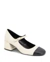 Kenneth Cole Alec Mary Jane Pump In White/black Leather