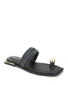 Kenneth Cole Andarna Leather Woven Toe Ring Sandal In Black