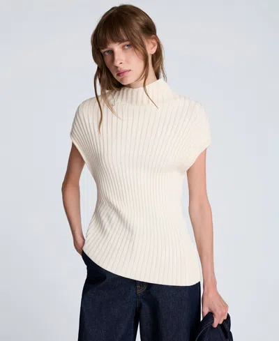 KENNETH COLE WOMEN'S ASYMMETRIC RIB MOCK NECK SWEATER