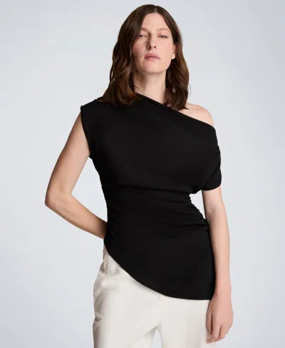 Kenneth Cole Women's Asymmetrical Drape Short-sleeve Top In Black