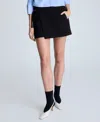 Kenneth Cole Pull On Assymetrical Faux Wrap Buckle Skort In Black