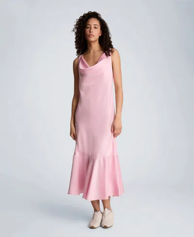 Kenneth Cole Women's Asymmetrical Hem Cowl Neck Slip Dress In Pink