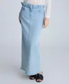 Kenneth Cole Fly Front Belted Maxi Skirt In Blue