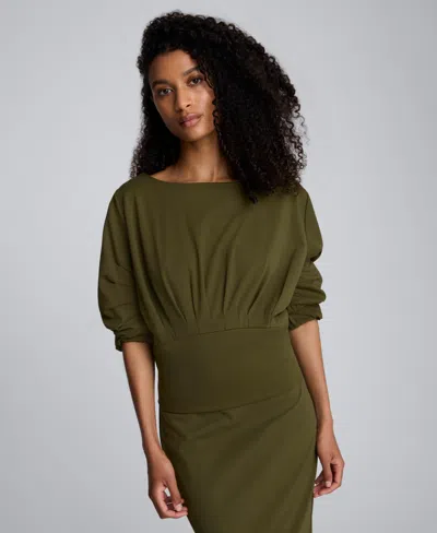 Kenneth Cole Women's Boat Neck Sculpted Fit Top In Green