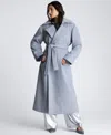 Kenneth Cole Tie Belt Brushed Felt Trench Coat In Lt Heather Grey