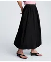 Kenneth Cole Poplin Pull On Bubble Maxi Skirt In Black
