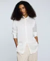 Kenneth Cole Satin Button Front Blouse In White