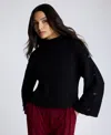 Kenneth Cole Rib Mock Neck Pullover In Black