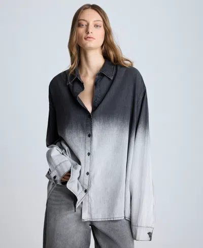 Kenneth Cole Women's Chambray Ombre Tunic Shirt In Gradient Nik Wash