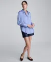 Kenneth Cole Relaxed Fit Stretch Satin Button-up Shirt In Gray
