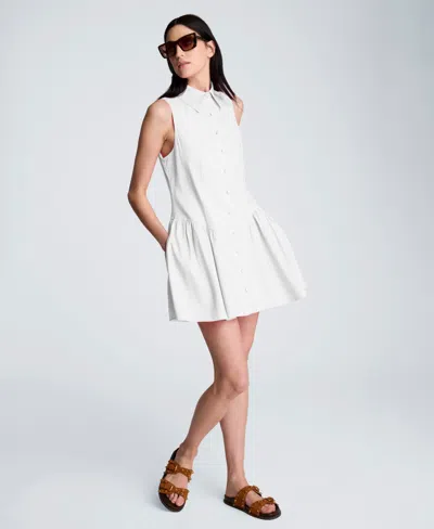Kenneth Cole Women's Collared Neck Mini Shirt Dress In White