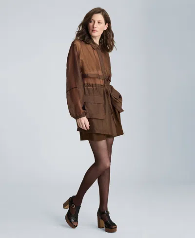 Kenneth Cole Women's Collared Neck Shacket In Brown