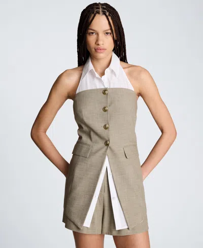 Kenneth Cole Women's Collared Neck Vest In Gray