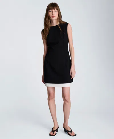Kenneth Cole Women's Color Blocked Hem Boat Neck Dress In Black