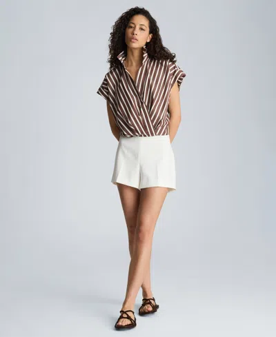 Kenneth Cole Women's Cotton Striped Collared Neck Top In Multi