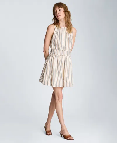 Kenneth Cole Halter Bubble Mini Dress In Neutral