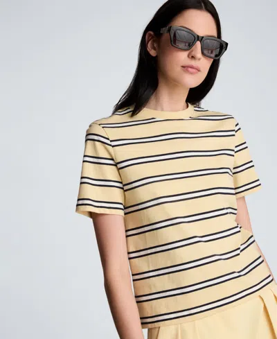 Kenneth Cole Stripe Heavyweight T-shirt In Yellow