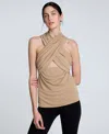 Kenneth Cole Women's Criss Cross Halter Top In Neutral