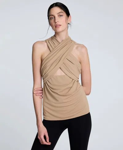 Kenneth Cole Women's Criss Cross Halter Top In Orange