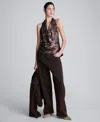 Kenneth Cole Satin Crossover Halter Blouse In Multi