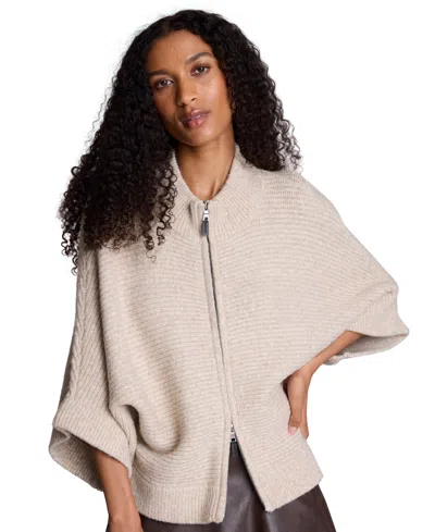 Kenneth Cole Women's Dolman-sleeve Full-zip Cardigan Sweater In Driftwood Heather