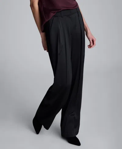 Kenneth Cole Women's Double Pleat Wide Leg Pants In Black