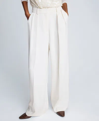 Kenneth Cole Women's Double Pleated Wide Leg Pants In White