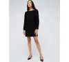 Kenneth Cole Drape Back Long Sleeve Shift Dress In Black