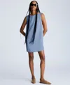Kenneth Cole Sleeveless Open Back Shift Dress In Sky