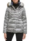 Kenneth Cole Women's Faux Fur Puffer Jacket In Gunmetal